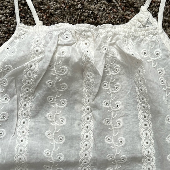 Ganji White Bohemian Lace Halter Style Tank Top, Size Medium, w/ Bow, Sheer - Picture 7 of 11